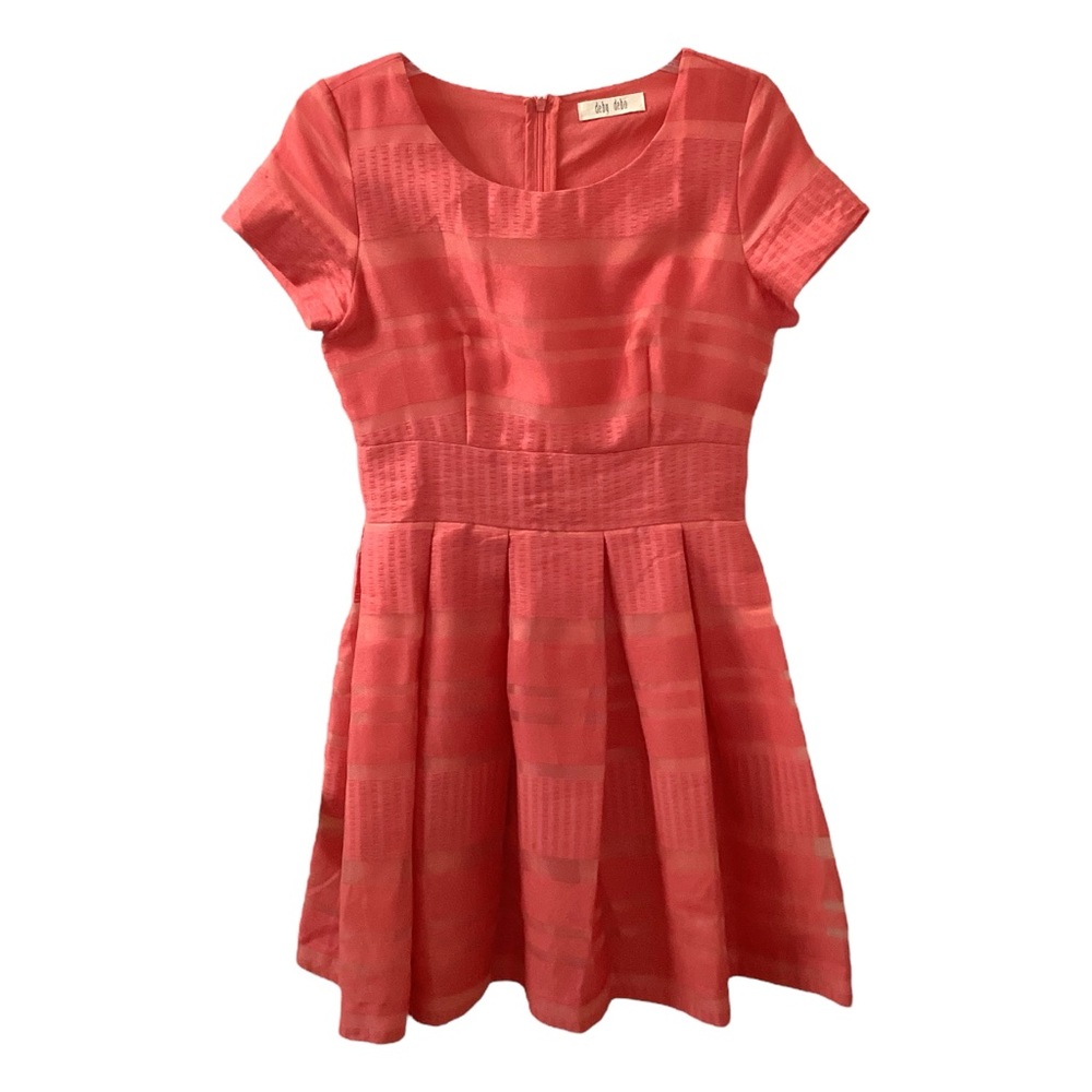 Deby Debo Coral Fit & Flare Skater Dress Short Sleeves Fully Lined Women’s Small